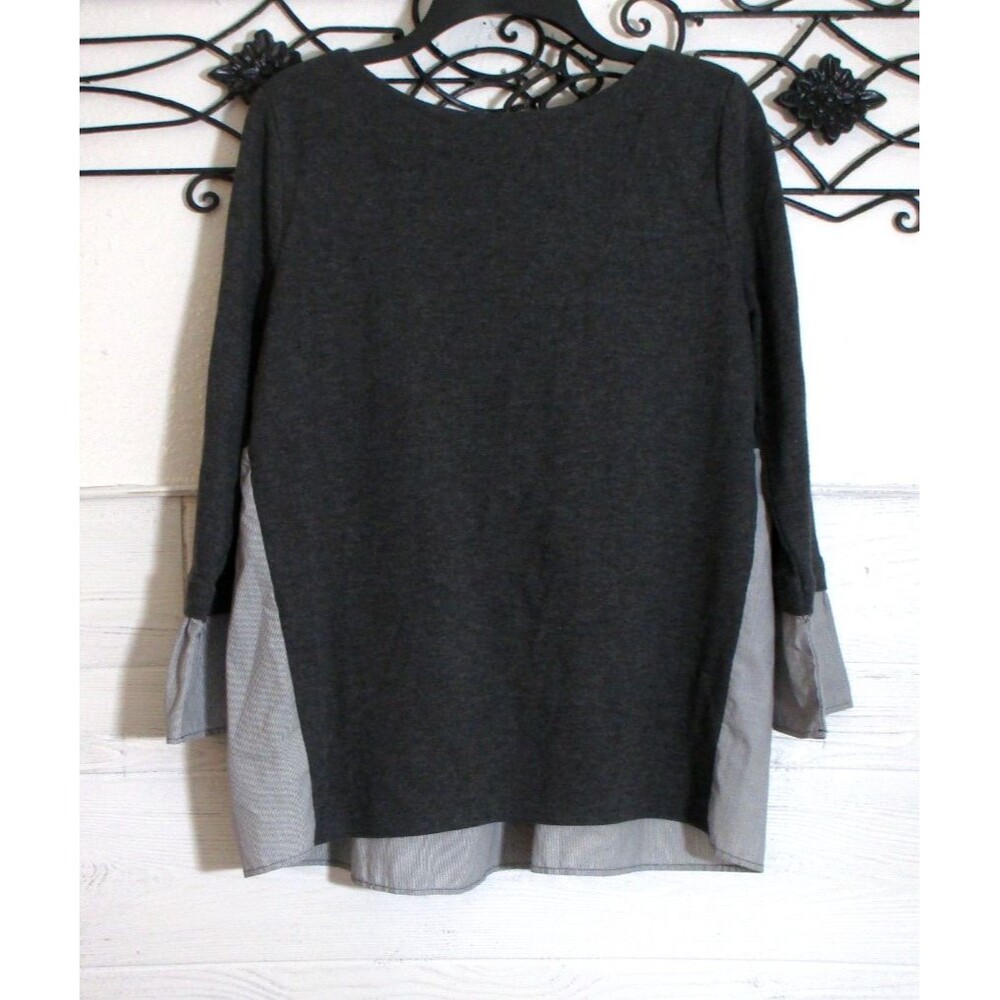 LOFT Women's Top Size M Long Sleeve Gray Round Neck